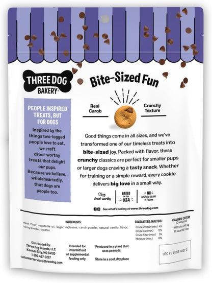 Three Dog Bakery Mini Carob Chip Cookie Crunchy Dog Treats - 8 Oz Bag | Made with Real Ingredients - Bite-Sized Crunchy Treats for Dogs2