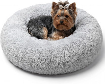 Small Calming Dogs Bed for Small Dogs Anti-Anxiety Machine Washable Fluffy Luxury Anti-Slip Waterproof Mute Base Warming Cozy Soft Pet Puppy round Bed25