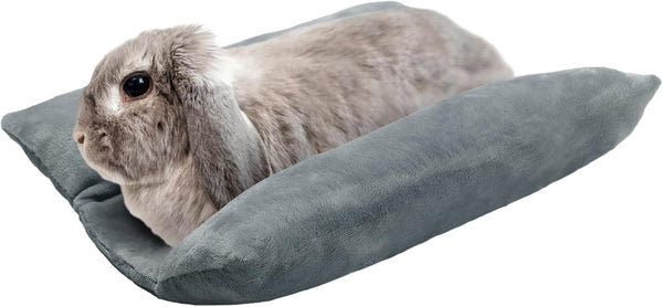 MEWTOGO 15.7" X 14" Bunny Bed for Rabbit Cage - Thickened Soft Prevent Sore Hocks Plush Mat with Cotton Lounger Pillows, Small Animal Flop Mat for Hutch Sleeping Indoor, Gray-Star10