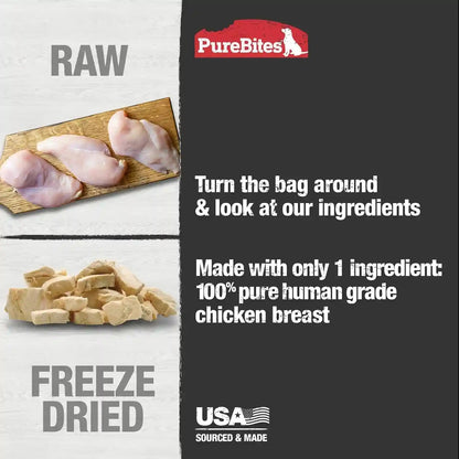Purebites Chicken Breast Freeze Dried Dog Treats, 1 Ingredient, Made in USA, 8.6Oz4