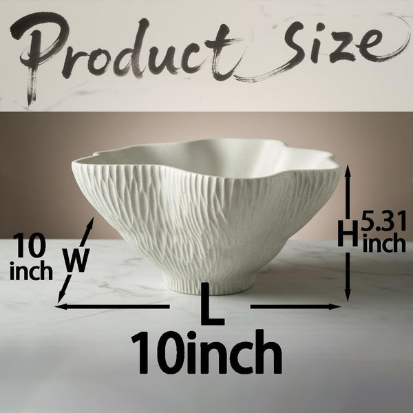 10" Large Decorative Bowl Decor, Modern Home Decoration Scallop Bowl,Fashion Key Bowl for Entrance Table, Decorative Fruit Bowl for Kitchen Counter, Ruffle Decor, Light Gray3