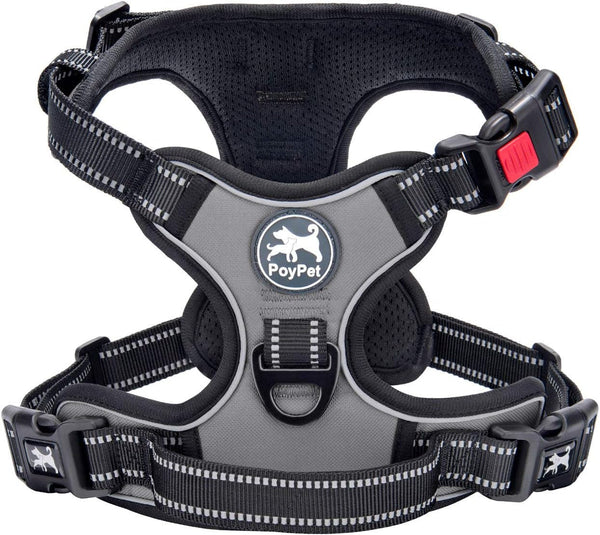 Poypet No Pull Dog Harness, No Choke Front Lead Dog Reflective Harness, Adjustable Soft Padded Pet Vest with Easy Control Handle for Small to Large Dogs(Pink, Medium)17
