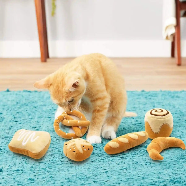 Ciyvolyeen 6 Pack Plush Bread Catnip Toys for Indoor Cats | Interactive Cat Toy, Soft Plush, Organic Catnip, Bite-Resistant, Boredom Relief, Bread Shapes Trigger Natural Predatory Play9