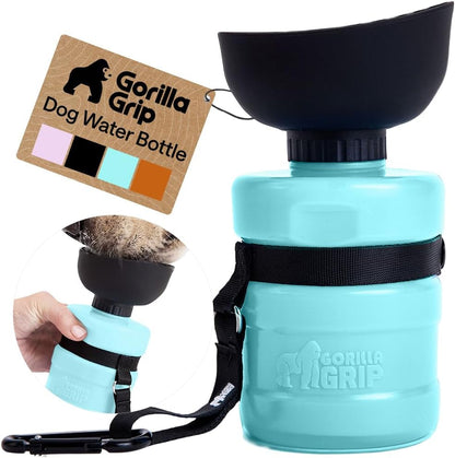 GORILLA GRIP Dog Water Bottle, Portable Water Bowl Dispenser for Dogs, 16 Oz Leak Proof Pet Travel Squeeze Bottles Food Grade Silicone, Stocking Gifts for Pets to Go Puppy Essentials, Black10