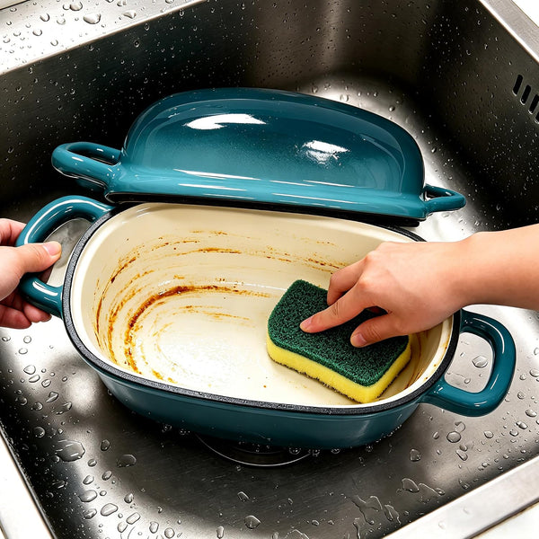Enameled Cast Iron Dutch Oven for Bread Baking, Loaf Pan with Lid for Sourdough (Peacock Blue, 3 Quarts)9