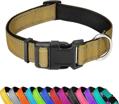 Reflective Dog Collar, Adjustable Soft Neoprene Padded,Teal,M | Breathable Nylon for Medium Dogs,Tear-Resistant Webbing,Chafe‑Free on Walks and Hikes,Metal D-Ring,Night Safety18