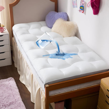 Bedsure Twin XL Mattress Topper - 800 GSM Waterproof Mattress Topper for College Dorm Room Essentials with 8-21 Inches Deep Pocket, Pillow Top Twin Extra Long Bed Pad Fitted for Bedroom - White1