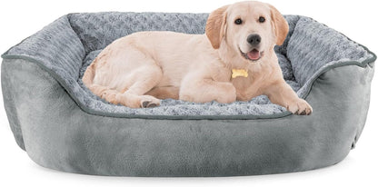 JOEJOY Rectangle Dog Bed for Large Medium Small Dogs - Washable Orthopedic Sofa Bed, Soft Breathable Puppy & Pet Cuddler, Durable Calming Dog Bed with Anti-Slip Bottom, Multiple Sizes, Beige26