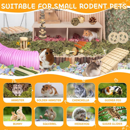40 PCS Hamster Toys Set, Guinea Pig Toys Enrichment Hamster Tubes and Tunnels, Rat Enrichment Toy with Bridge, Seesaw, Swing, Ball for Gerbils, Chinchillas, Dwarf and Syrian Mouse6