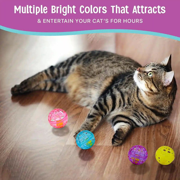 SPOT Lattice Balls Cat Toys - Durable, Fun Balls with Bells Perfect for Swatting and Batting, Colorful Toys to Entertain Indoor Cats and Kittens, - 1.5 Inch, 4 Pcs6