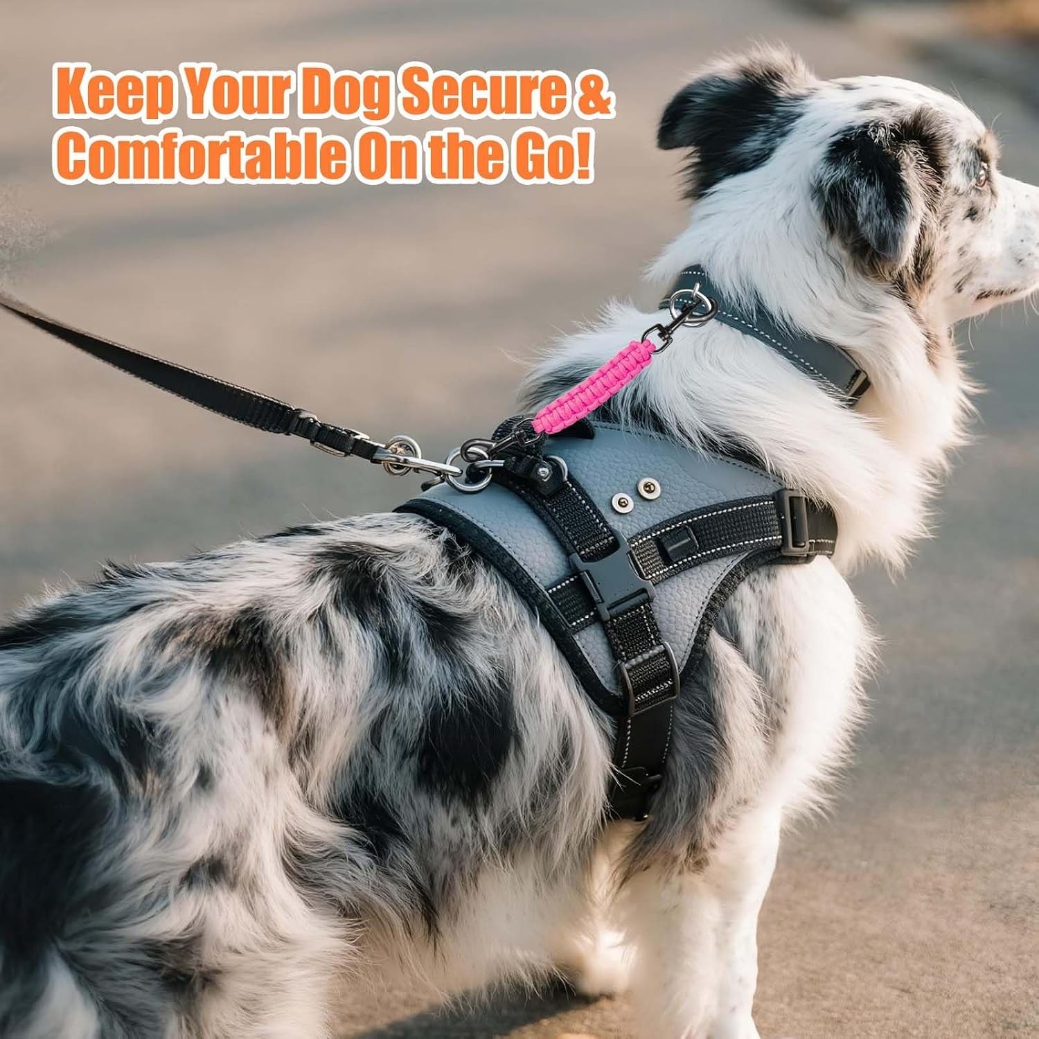 dog-collar-safety-clip-collar-companion-handmade-backup-safety-strap-double-ended-clip-leash-connector-suitable-for-dog-harnesses-prong-pinch-collars-pink-1-pack