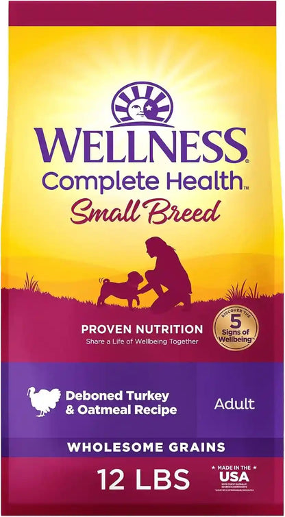Wellness Complete Health Small Breed Adult Dry Dog Food, Wholesome Grain Kibble, Natural, Turkey and Oatmeal Recipe, 4 Lb Bag16