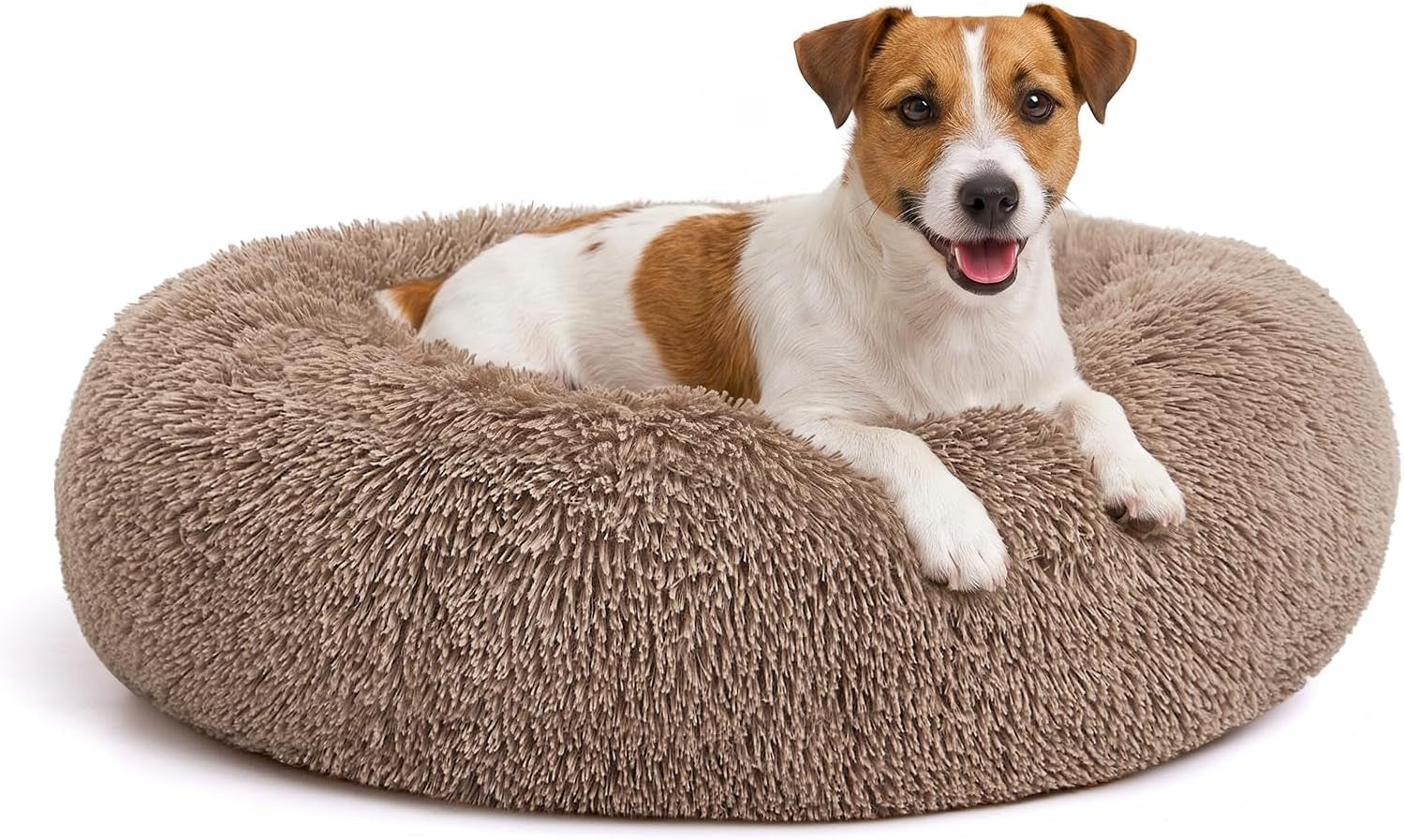 mixjoy-orthopedic-dog-bed-comfortable-donut-cuddler-round-pet-beds-ultra-soft-washable-dog-and-cat-cushion-20-23-30-23-brown