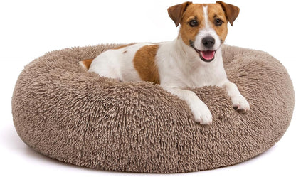 MIXJOY Orthopedic Dog Bed Comfortable Donut Cuddler round Pet Beds Ultra Soft Washable Dog and Cat Cushion (20''/23''/30'') (23'', Brown)20