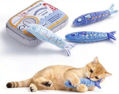 Nocciola Catnip Toys for Indoor Cats - 3 Pack Cat Toys Fish with Sardine Can Pouch, Cat Nip Toys Cat Kicker Toy with Crinkle Paper, Interactive Cat Toy for Kitten Enrichment, Cat Gifts1