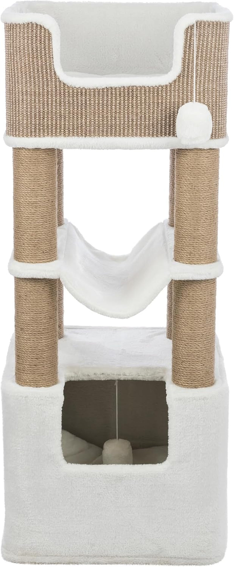 trixie-lucano-43-3-in-xxl-cat-tree-indoor-cat-furniture-with-jute-scratching-posts-sisal-and-plush-covered-condo-dangling-interactive-toys-brown