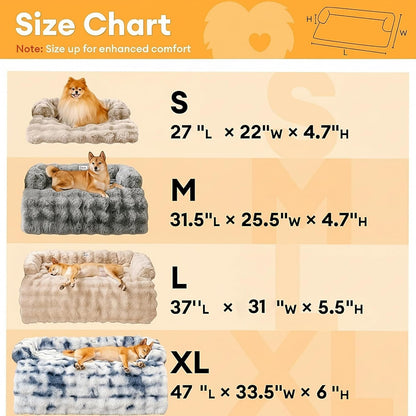 FUNNY FUZZY Pet Fluffy Fuzzy Couch Cover, Calming Washable Dog Bed Sofa Protector Pets Mat for Small Medium Dogs and Cats (Coffee,33.45 × 28.35 × 5.51 In)5