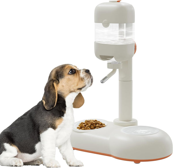 Pet Bowls with Weaning Bottles,3 in 1 Height Adjustable Water Dispenser for Dogs,15°Tilted Food Bowls for Small Dogs,Puppy Feeding,Pet Food Bowls for Cats,Rabbits,Ferrets1