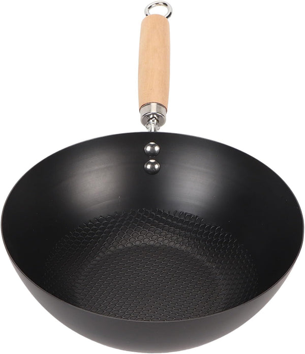 Carbon Steel Wok Stir - Fry Pans Set with Lid Chinese Wok Even Heating Thick Coated Multifunctional Iron Pot with Convenient Handle for Daily Home Cooking (20Cm)1