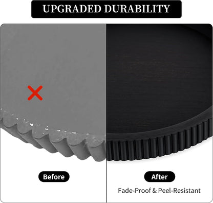 Black Decorative Coffee Table Tray, Scalloped Edge | 12" round Wood Centerpiece Tray, Ideal for Living Room, Entryway Table, Kitchen Island, Fits Modern Decor.6
