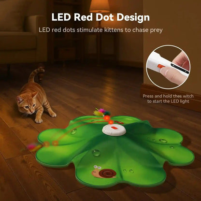 FEELNEEDY Rechargeable Cat Toys, 2 in 1 Hide and Seek Game Interactive Cat Toy, Movable LED Red Dot, Moving Concealed Feathers, Durable Exercise Toys for Indoor Cats, Bored Adult Cats Wand Toy5