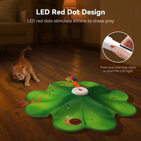 FEELNEEDY Rechargeable Cat Toys, 2 in 1 Hide and Seek Game Interactive Cat Toy, Movable LED Red Dot, Moving Concealed Feathers, Durable Exercise Toys for Indoor Cats, Bored Adult Cats Wand Toy5