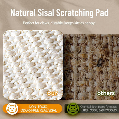 JUNSPOW Sisal Cat Scratcher Bed for Indoor Large Cats Lounger & Sleep | Cat Supplies Pet Supplies Whole Wash Stable & Breathable Easy Assembly Indoors Outdoors, 16.9 in X 16.9 in X 9.5 In6
