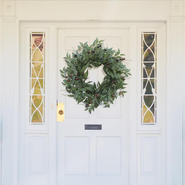 Olive Wreaths 20 Inch Wreath for Front Door with Purely Handmade Realistic Dense Olive Leaf Olive Berry, Elegant Home Decor Wreath Ideal for Front Doors, Hallways, Any Area You Want to Brighten7