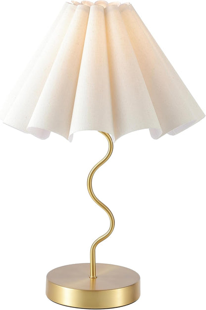 Pleated Table Lamp, Table Lamp for Bedroom, Bedside Lamps for Nightstand with Linen Lampshade, Modern Lamp for Bedroom Home Office Decor1