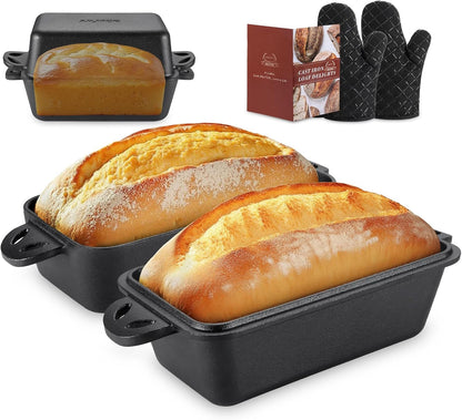 Cast Iron Loaf Pan with Lid 9X5 Inch - Bread Baking Pans for Homemade Bread, 2 Piece Set1