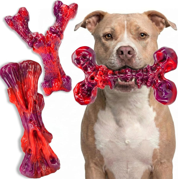 Kseroo 3-Pack Indestructible Dog Chew Toys for Aggressive Chewers, 25-90Lbs | Bacon Flavored Rock-Hard Solid Nylon Dog Bones for Medium & Large Breeds, Keeps Them Busy, Dental Textured, Long Lasting - XL11