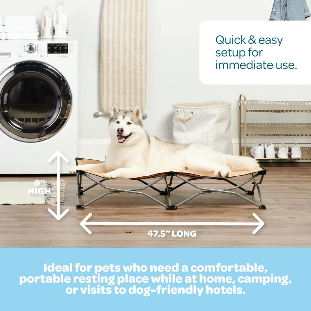 carlson-elevated-dog-bed-folding-dog-cot-for-large-dogs-up-to-95-lbs-portable-raised-pet-bed-for-indoor-outdoor-use-47-5-x-24-5-tan