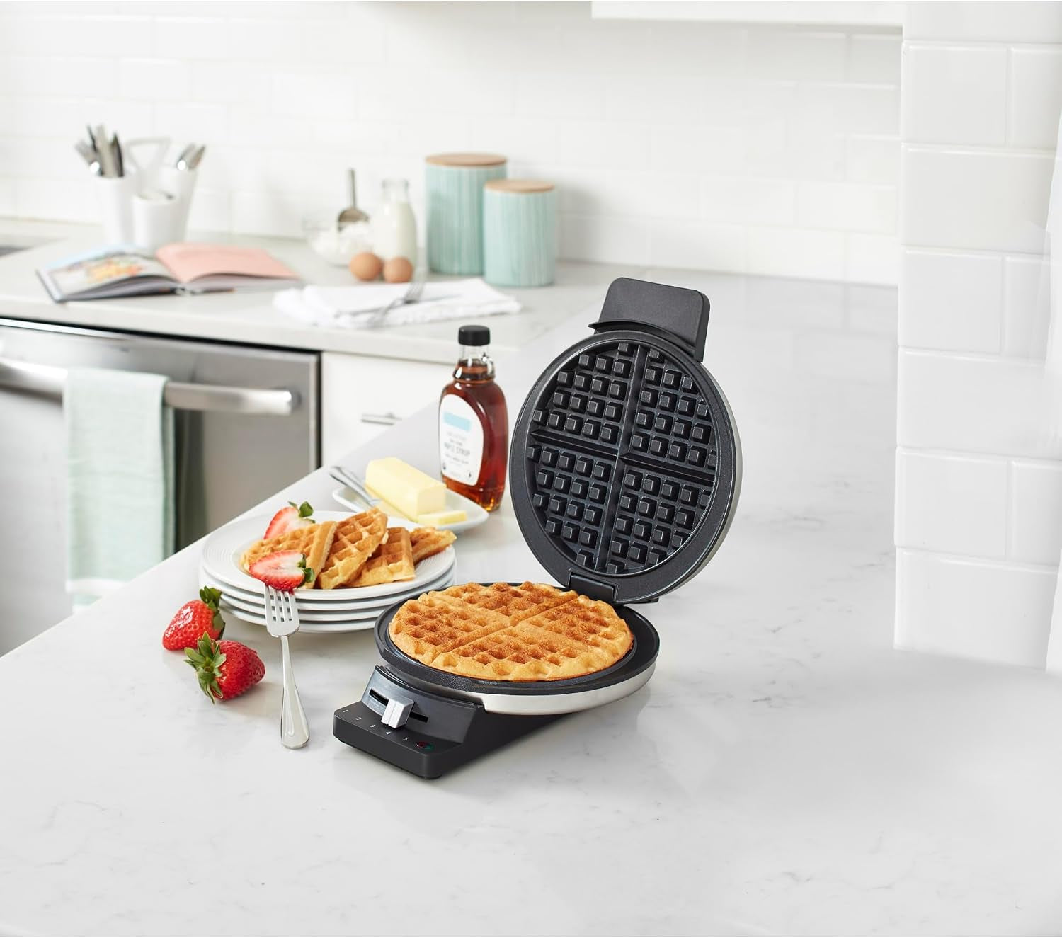 2-slice-toaster-oven-and-round-classic-stainless-steel-waffle-maker-bundle