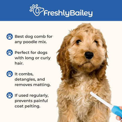 Grooming Comb for Long & Curly Hair in Dogs & Cats - Top Pet Detangler Brush - Removes & Prevents Matted Fur - Perfect for Goldendoodle, Poodle Mixes, and Cat Undercoat4