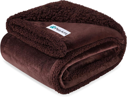 Petami Waterproof Dog Blanket for Couch, Extra Large 80X60, Pee Proof Sherpa Fleece Reversible Pet Throw, Furniture Protector for Bed Sofa Crate Kennel, Soft Washable Cover for Dog Cat, Grey Sherpa26