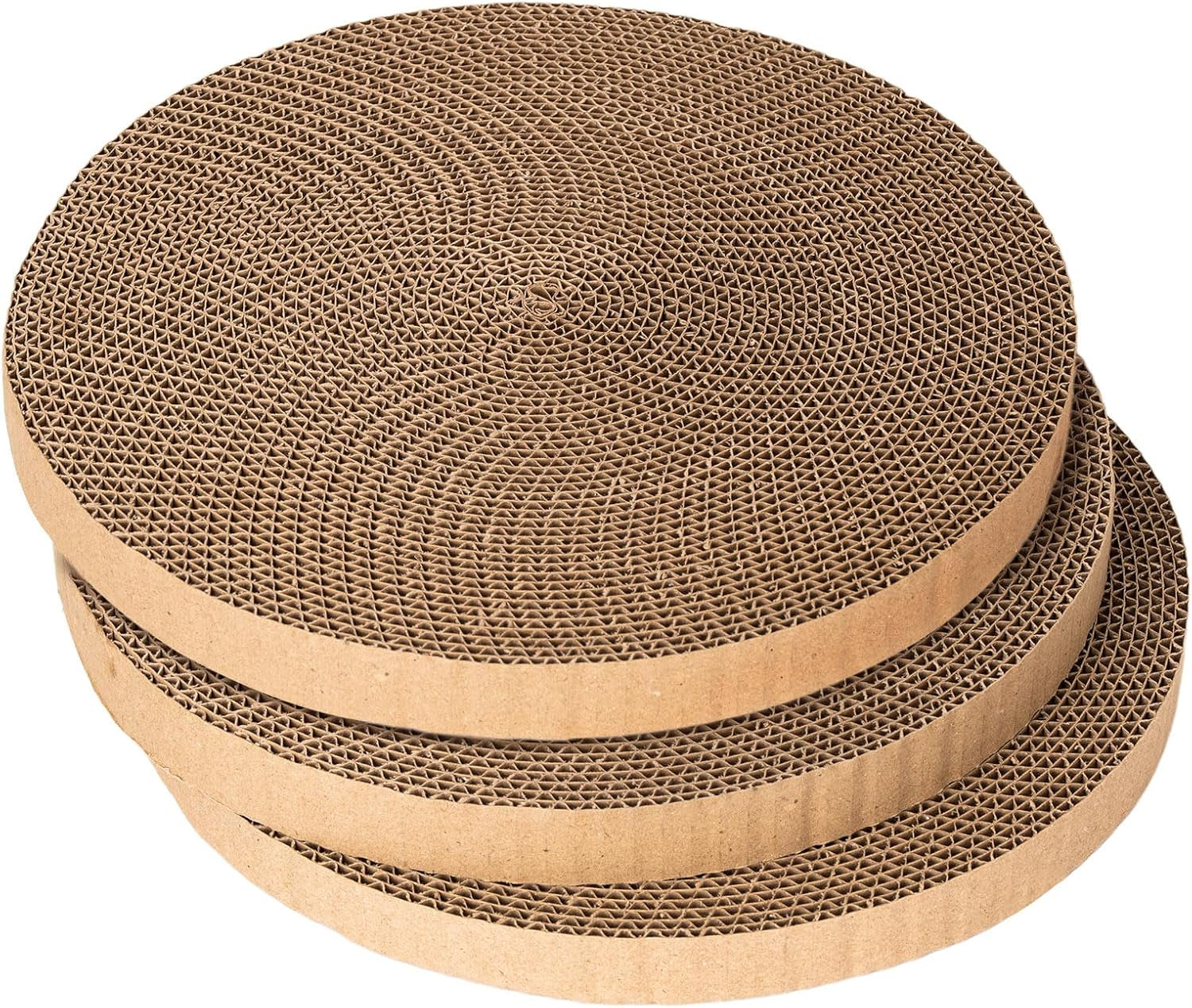 round-cat-scratcher-refill-10-inch-diameter-7-8-inch-thickness-cardboard-cat-scratcher-scratching-board-replacement-pads-2pcs-for-indoor-cats