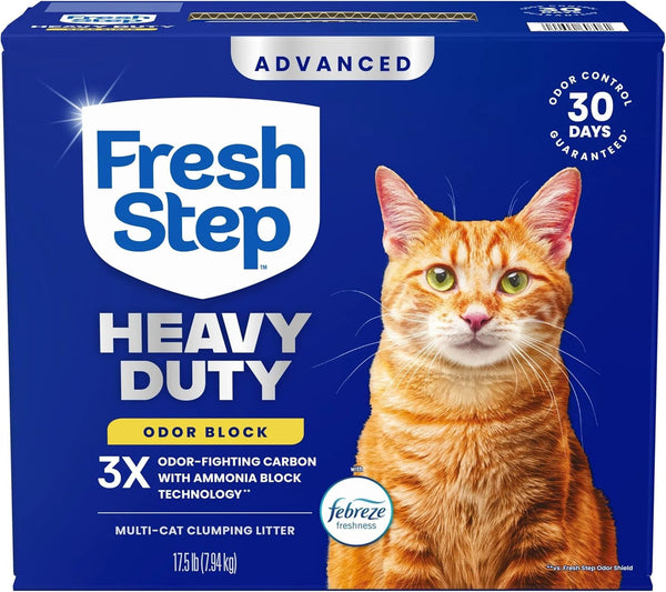 Fresh Step Heavy Duty Odor Block Advanced Multi Cat Clumping Litter with Febreze, 17.5 Lb (Package May Vary)1