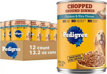 Pedigree Chopped Ground Dinner Wet Dog Food, Chicken, 13.2 Oz, 12 Count | 100% Complete & Balanced, Slow Cooked with Real Chicken, Supports Lean Muscles, Serve as Topper or Complete Meal21