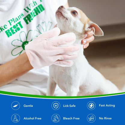 48 Pcs Pet Glove Wipes for Dogs, Pet Cleaning Gloves | Cleaning & Deodorizing Bathing Grooming Wipes,Unscented Thick Nourish Fur Glove Wipes for Pet Cleaning,Daily Care and Travel2
