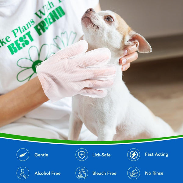 48 Pcs Pet Glove Wipes for Dogs, Pet Cleaning Gloves | Cleaning & Deodorizing Bathing Grooming Wipes,Unscented Thick Nourish Fur Glove Wipes for Pet Cleaning,Daily Care and Travel2