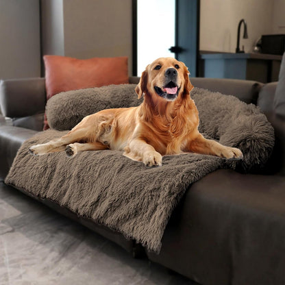 Calming Dogs/Cats Bed Mats, Dog Pad Washable Removable Couch Cover, Plush Long Fur Mat for Pets, Waterproof Lining, Perfect for Small, Medium and Large Dogs and Cats (Gradient Gray, 36"X31")25
