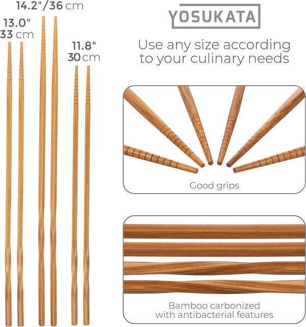 Carbon Steel Wok Pan 13,5“ + Blue Carbon Steel 17-Inch Wok Spatula, Ladle, 3 Pairs of Chopsticks - Set of 2 Heat-Resistant Wok Tools + Premium Wok Cover 13,5 Inch Pan Lid10