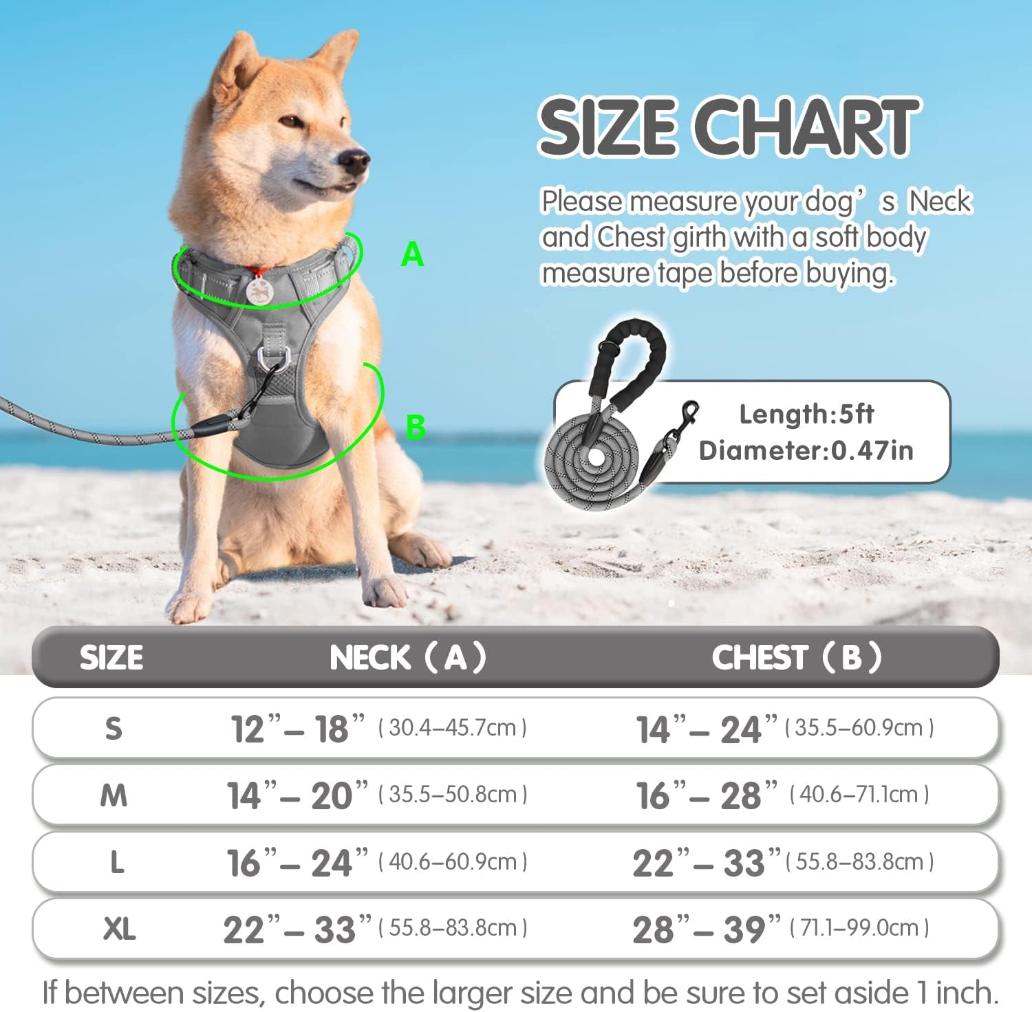 poypet-no-pull-dog-harness-and-5-feet-leash-set-release-on-neck-reflective-adjustable-pet-vest-front-back-2-d-ring-and-soft-padded-pet-harness-with-handle-for-small-to-large-dogsgrey-l