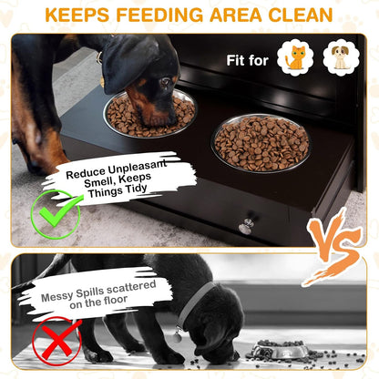 Tangkula Pet Feeder Station, Dog Food Storage Container with Double Pull Out Bowls, Food Toy Organizer Cabinet, Feeding Station Furniture for Dogs Cats Feeding & Watering Supplies (Brown)8