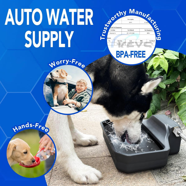 PETTEN Auto Fill Dog Water Bowl Dispenser Outdoor,Large Capacity(118Oz/1Gal) Auto Dog Water Dispenser with 3/4" GHT Male Faucet Connector, Water Bowl Dispenser for Dog, Cat, Livestock(Gray)6