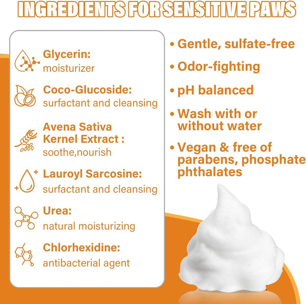 Paw Cleaner for Dogs and Cats,Magic Foam - Clean Paws No-Rinse Foaming Cleanser-Dry Shampoo, Foot Cleaner Brush - with Rose Extract, Odor Control Wash - Good for Puppy7