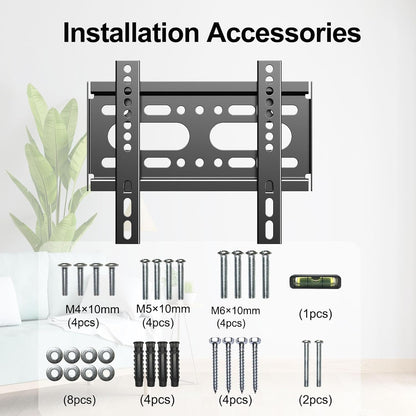 Fixed TV Wall Mount for 14-42" Flat Screen Tvs, Small Wall Mount TV Bracket Fit 19 24 28 32 35 39 40 Inch, VESA up to 200X200Mm 55Lbs Max Load, Easy Install Low Profile Monitor Mount Bracket9