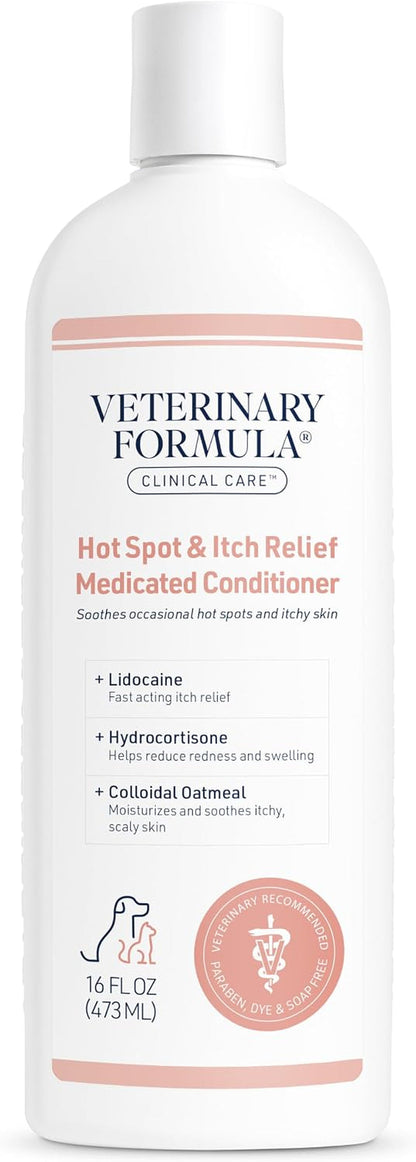 Veterinary Formula Clinical Care Hot Spot & Itch Relief Conditioner, 16 Oz | Medicated Oatmeal Formula Conditions the Skin and Helps Alleviate Itching in Dogs and Cats1