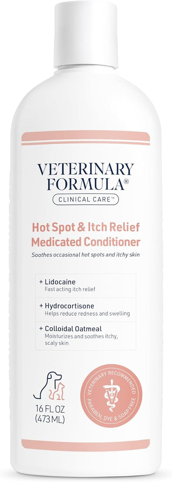 Veterinary Formula Clinical Care Hot Spot & Itch Relief Conditioner, 16 Oz | Medicated Oatmeal Formula Conditions the Skin and Helps Alleviate Itching in Dogs and Cats1