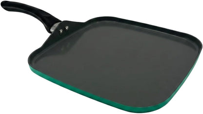 20-Piece Ceramic Metallic Cookware Set, Nonstick - Jade | 20-Piece Cookware Set with Ceramic Nonstick Interiors, Glass Lids, Utensils, Strainer, Pads, and Griddle Pan.8